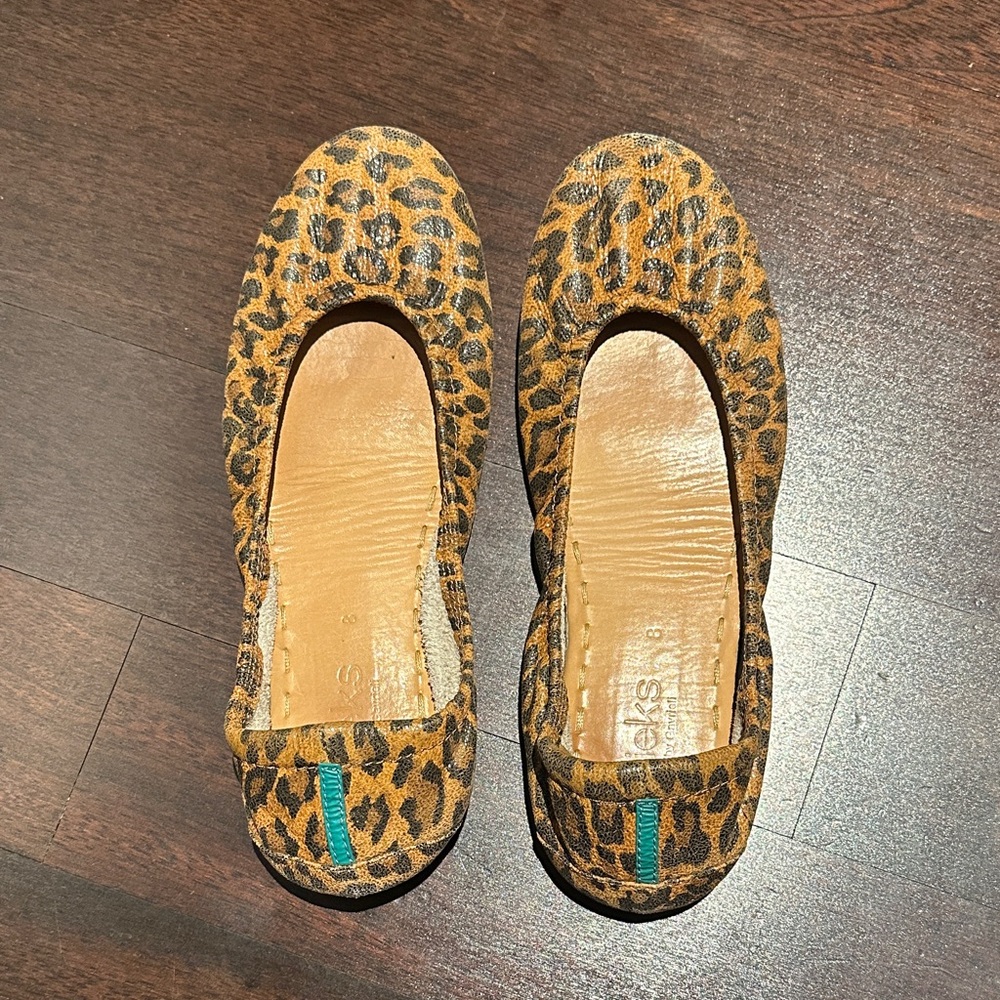 Tieks Leopard Print Ballet Flats - Tan and Black